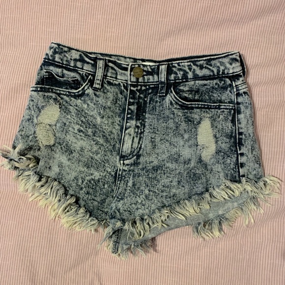 High-waisted short shorts, Dark wash - Picture 1 of 5